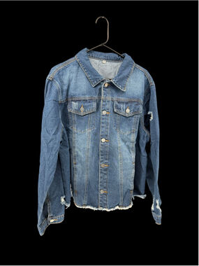 Women's Unbranded Distressed Jean Jacket Blue XXL